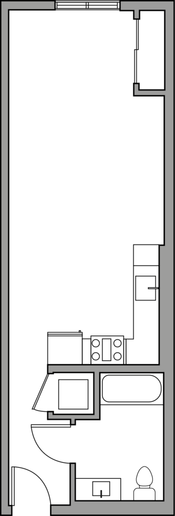 Designer Studio 1 Bath  Floor Plan