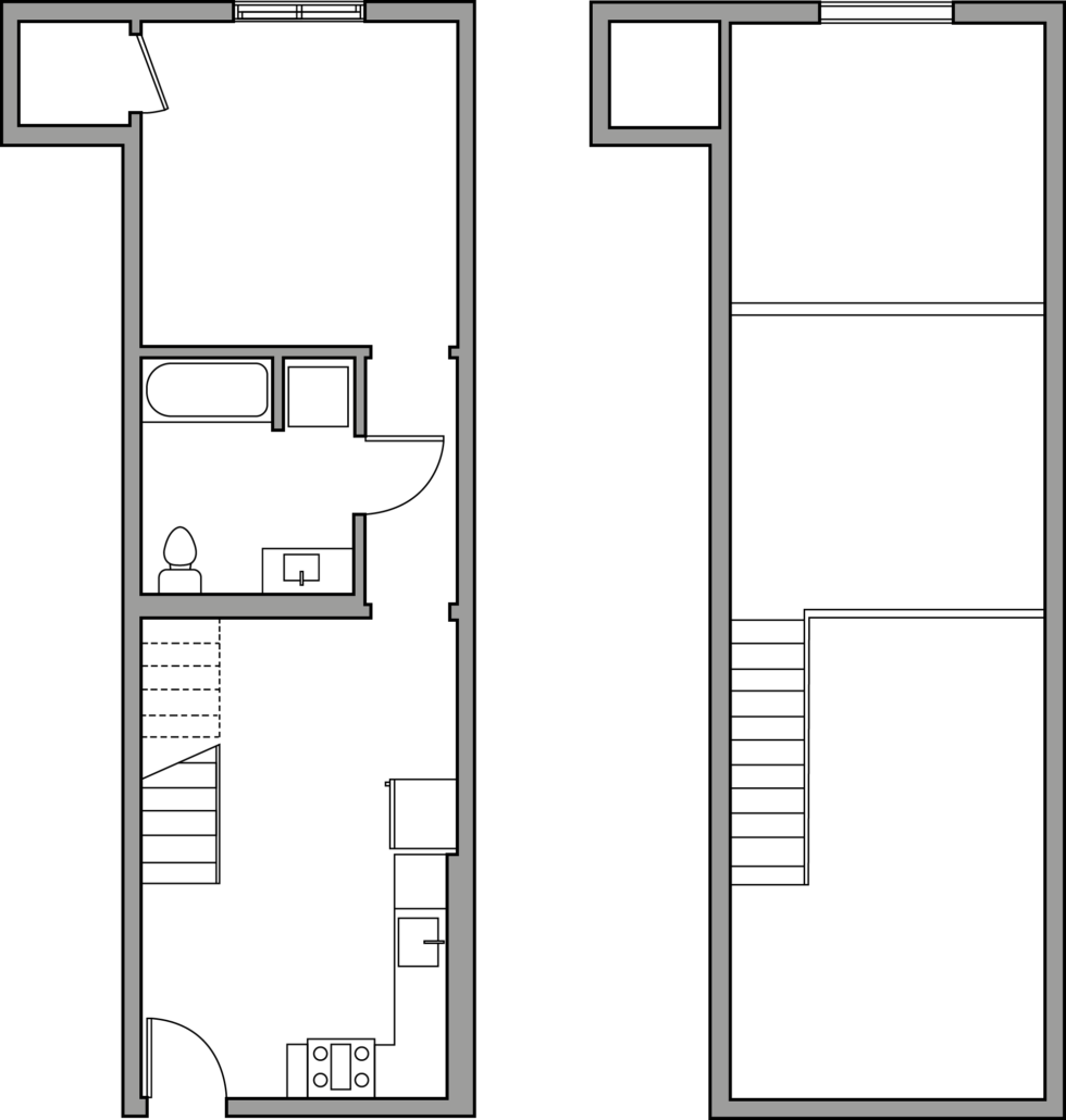 Designer Luxury Studio + Mezzanine Floor plan 