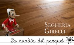 Pinocchio with long nose at desk on wooden floor,