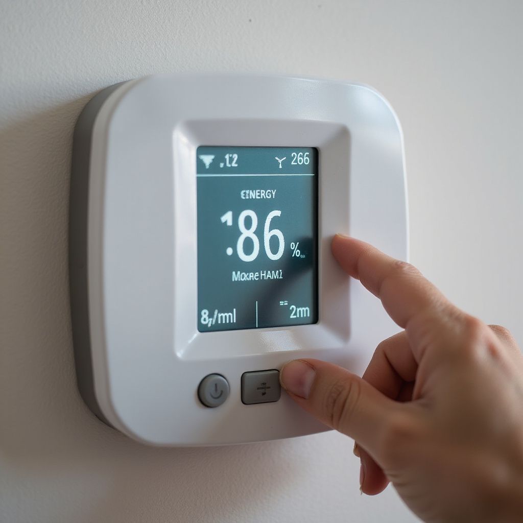 Woman in white shirt and apron smiles in front of plant.