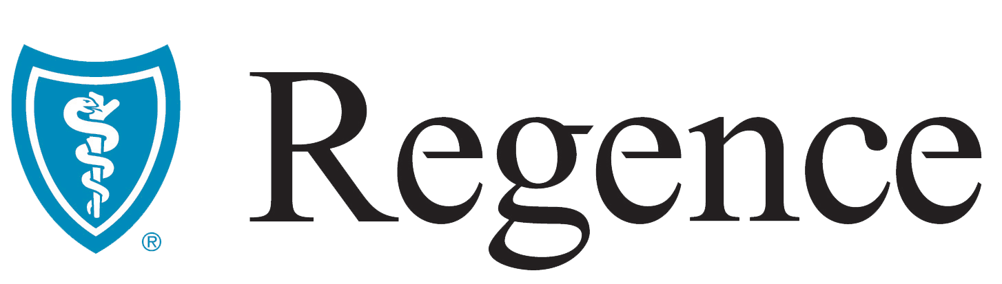 The regence logo has a blue shield with a medical symbol on it