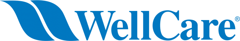 A blue wellcare logo on a white background