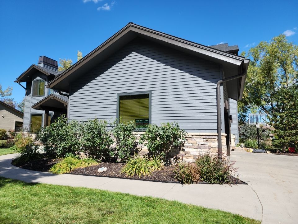 grey blue house exterior