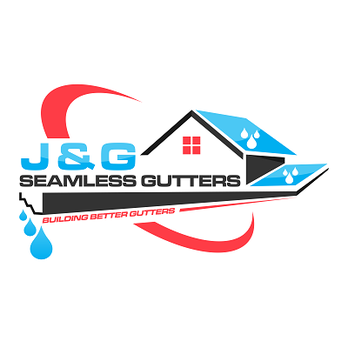 A logo for j & g seamless gutters building better gutters