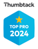 The logo for thumbtack is a blue hexagon with a yellow star on it.