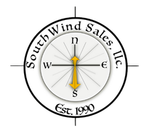 A logo for southwind sales llc with a flower and vanilla beans.