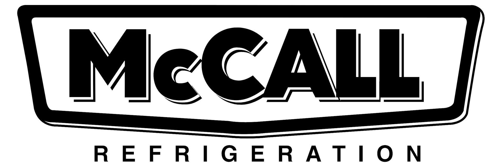 A black and white logo for mccall refrigeration