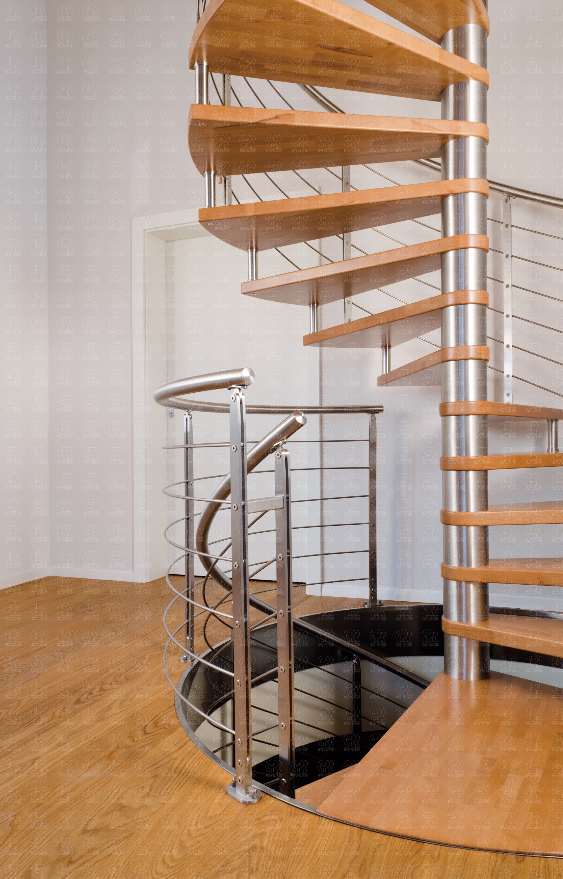 Cpr scale progetta scale a chiocciola in legno e acciaio moderne.