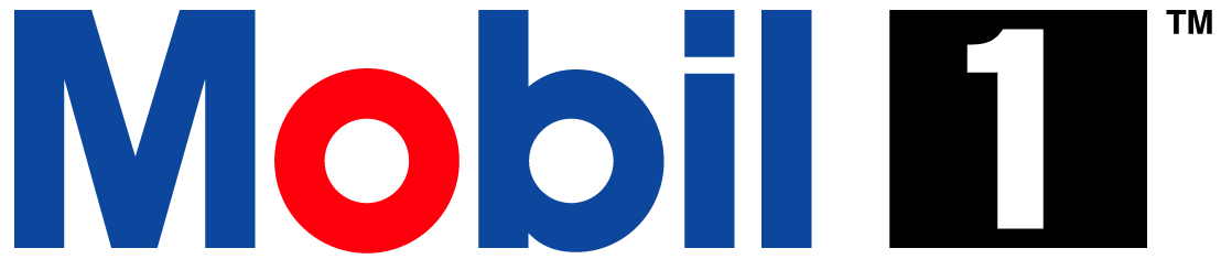 Mobil 1 logo with blue text and a red 