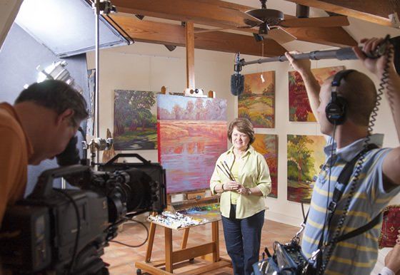 filming a local artist and painter