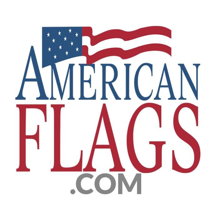 A logo for american flags.com with an american flag