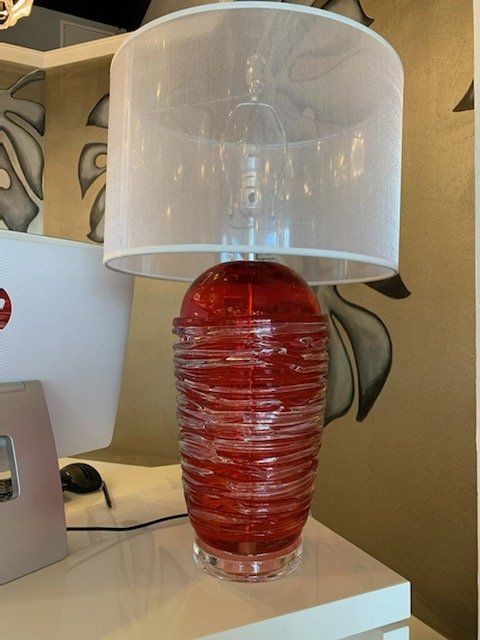 Red and White Color Table Lamp | Naples, FL | Lighting and Design Studio