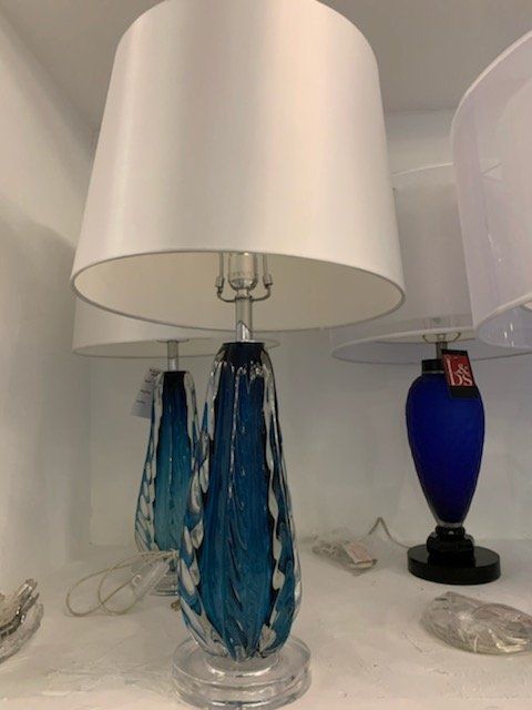 White and Blue Color Table Lamp | Naples, FL | Lighting and Design Studio