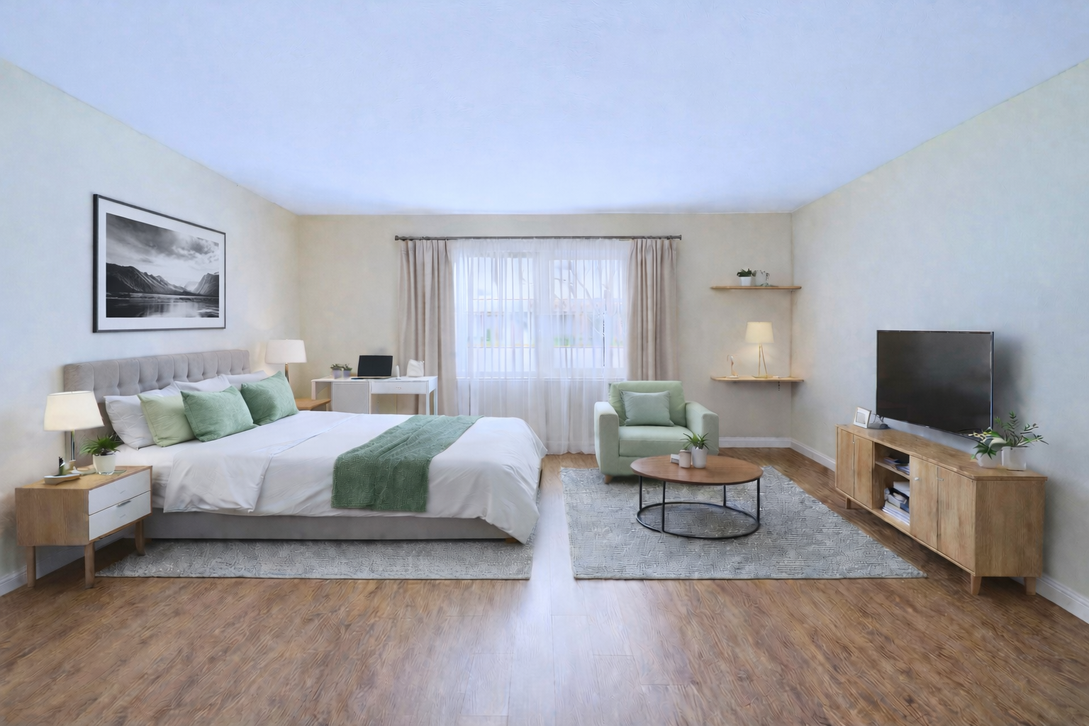 Beautiful studio kitchen with stainless steel appliances