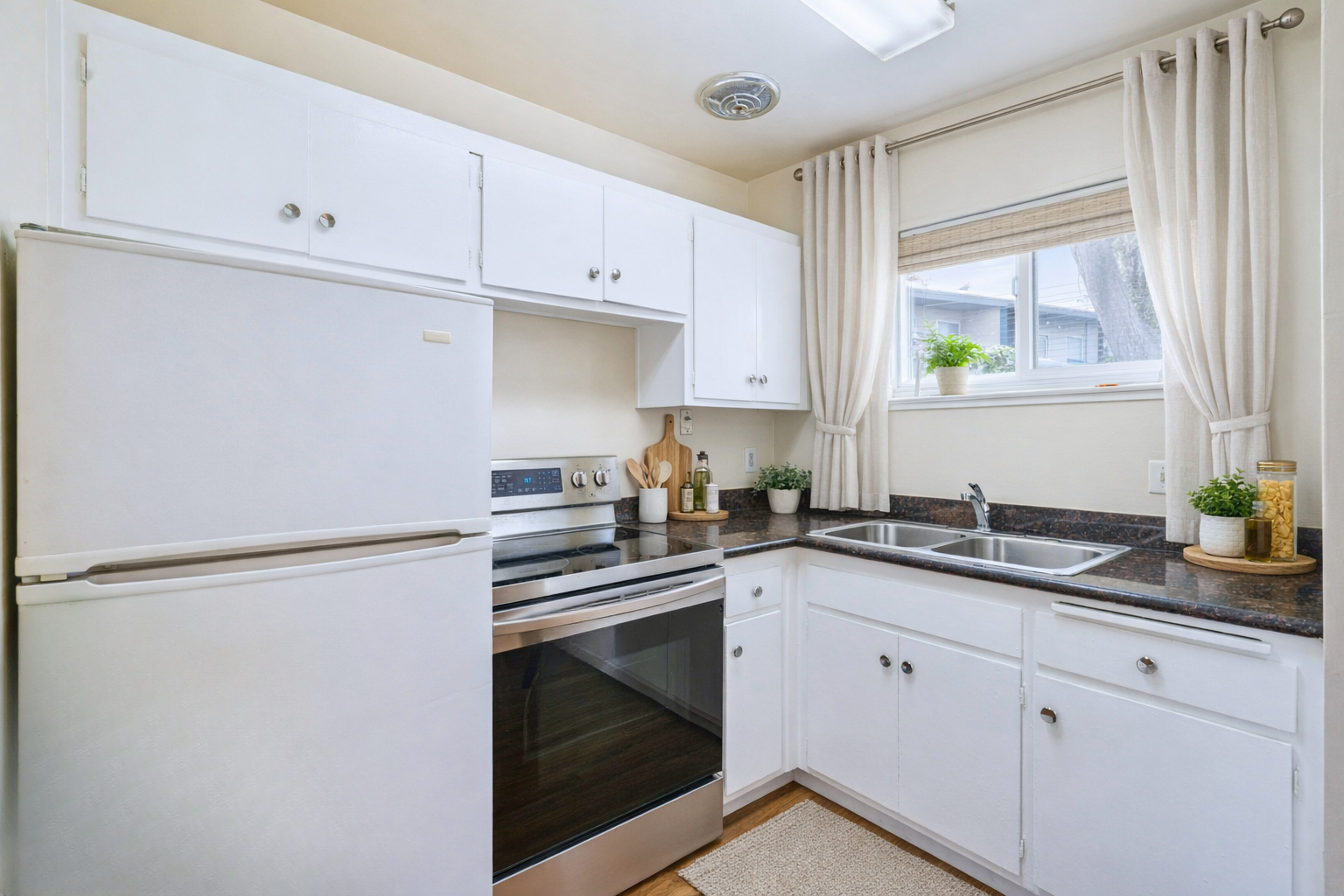 Studio kitchen with stainless steel appliances