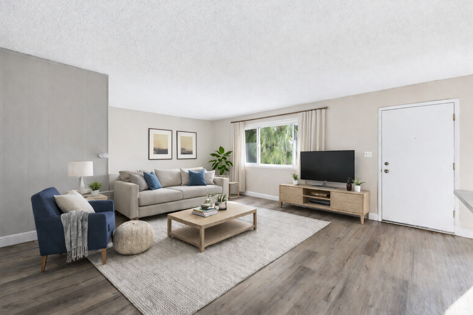 Open and spacious furnished living room