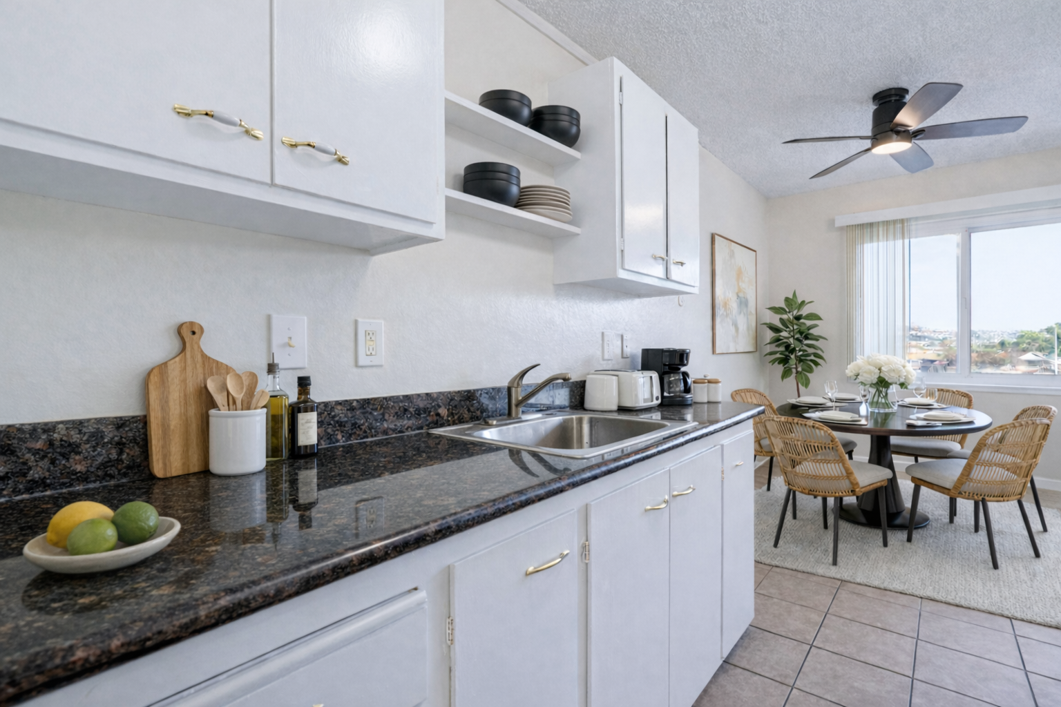 Bright and airy kitchen and dining room