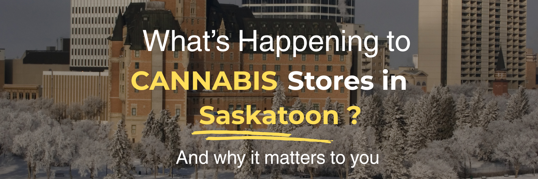 A snowy riverfront and skyscraper. 