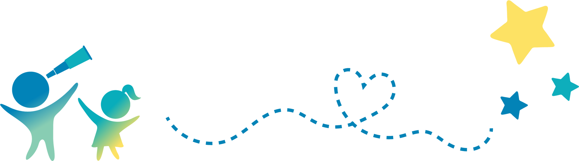 Blue dotted path forming a heart shape symbolizing care and connection.