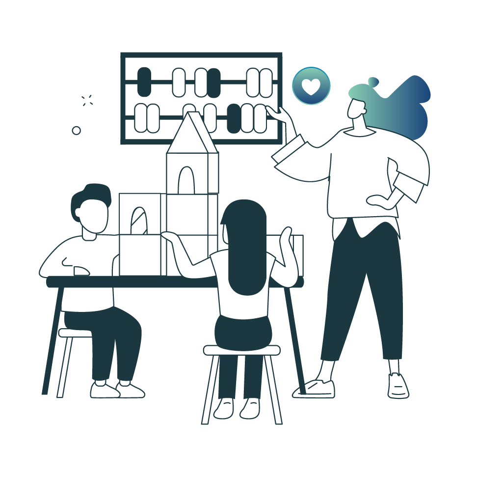 Children participating together in group ABA therapy activities.