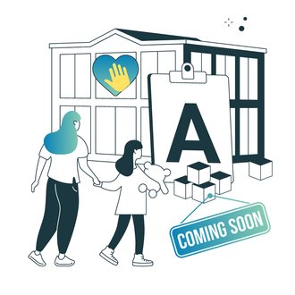 Illustration of NorthStar ABA therapy clinic with therapist guiding a child.