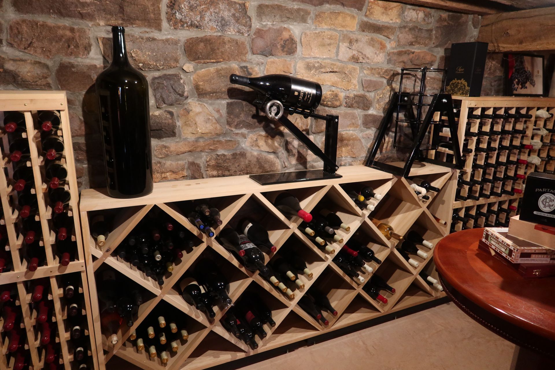 A wine cellar filled with lots of wine bottles