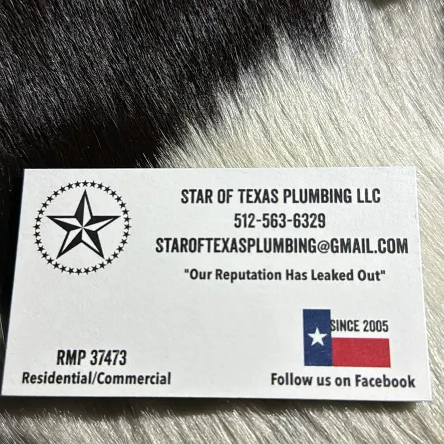 A business card for star of texas plumbing llc