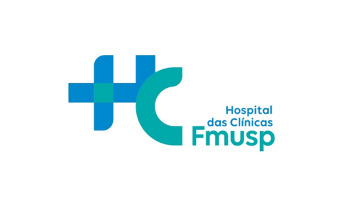 The logo for hospital das clinicas fmusp is blue and green.