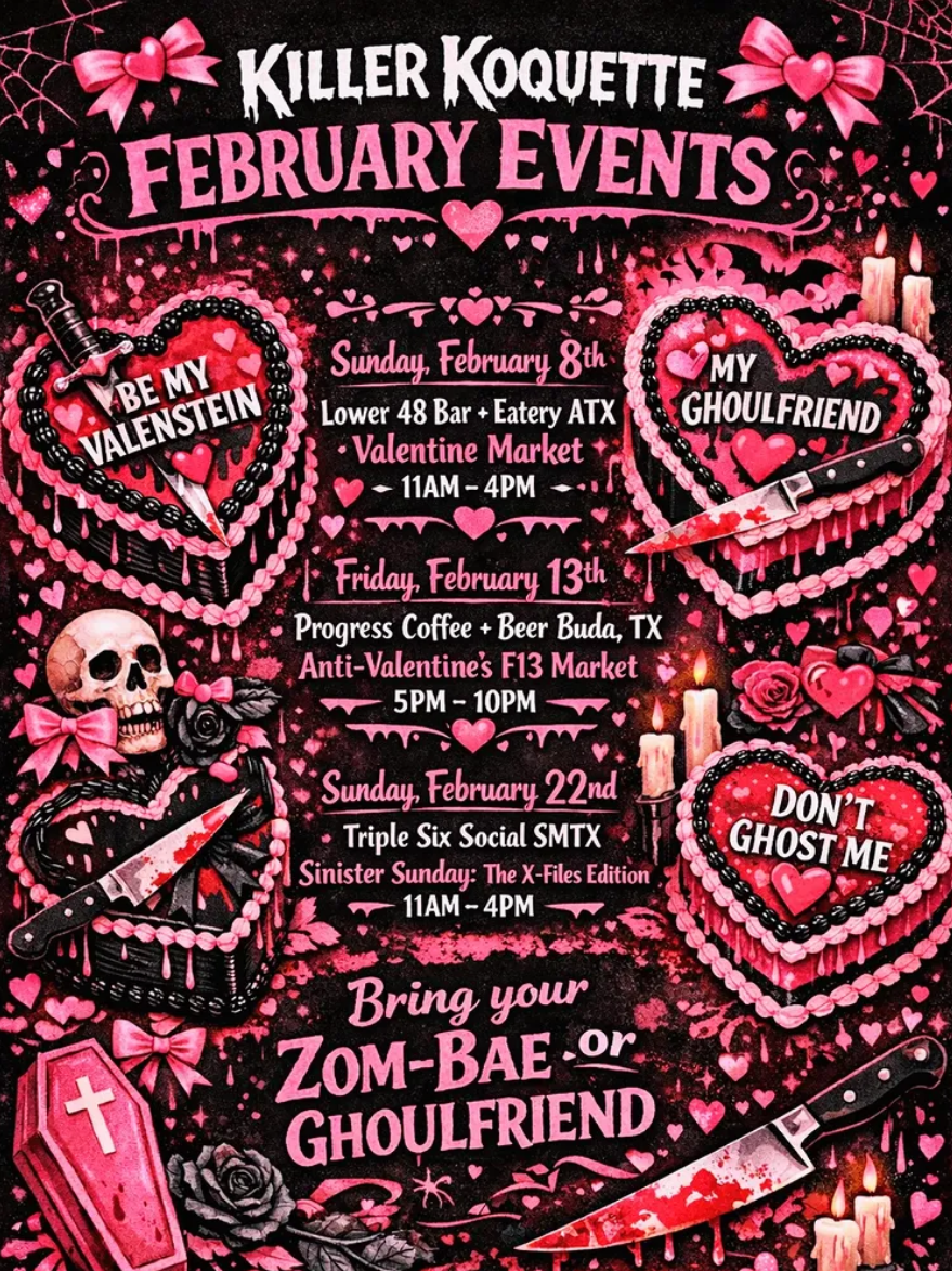 A dark-themed pink and black event flyer for 