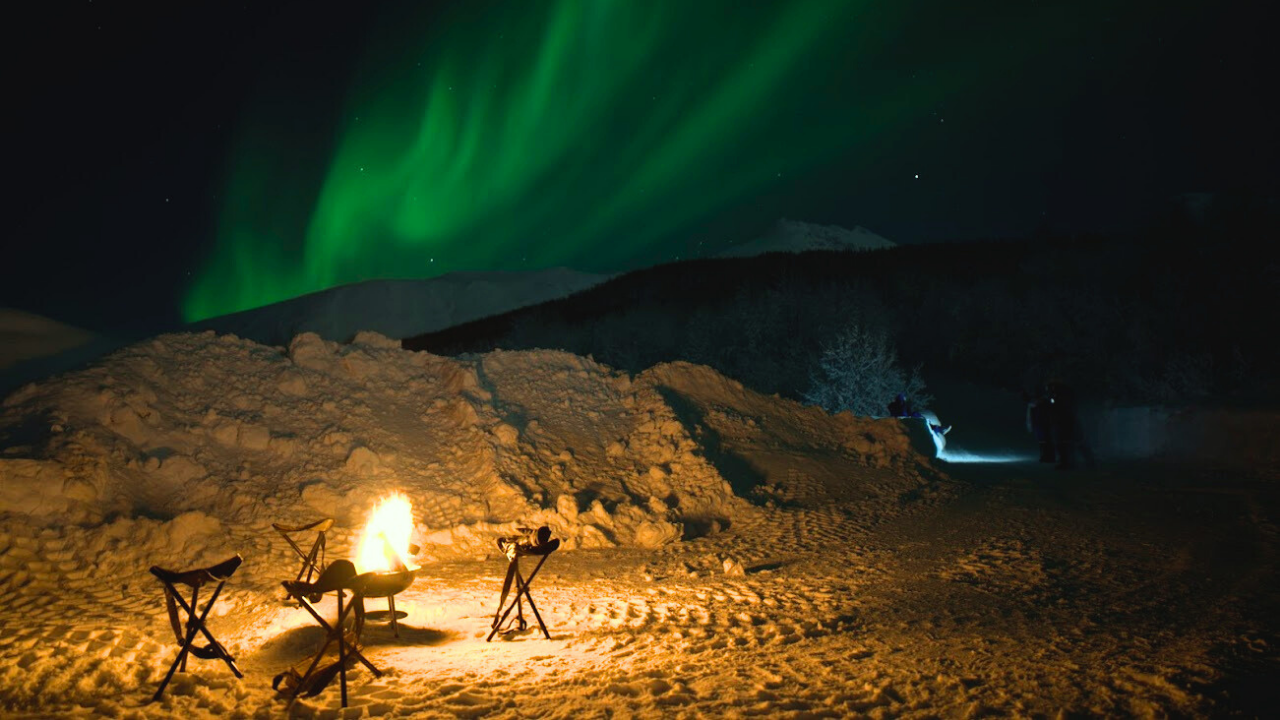campfire under tromso northern lights small group tour