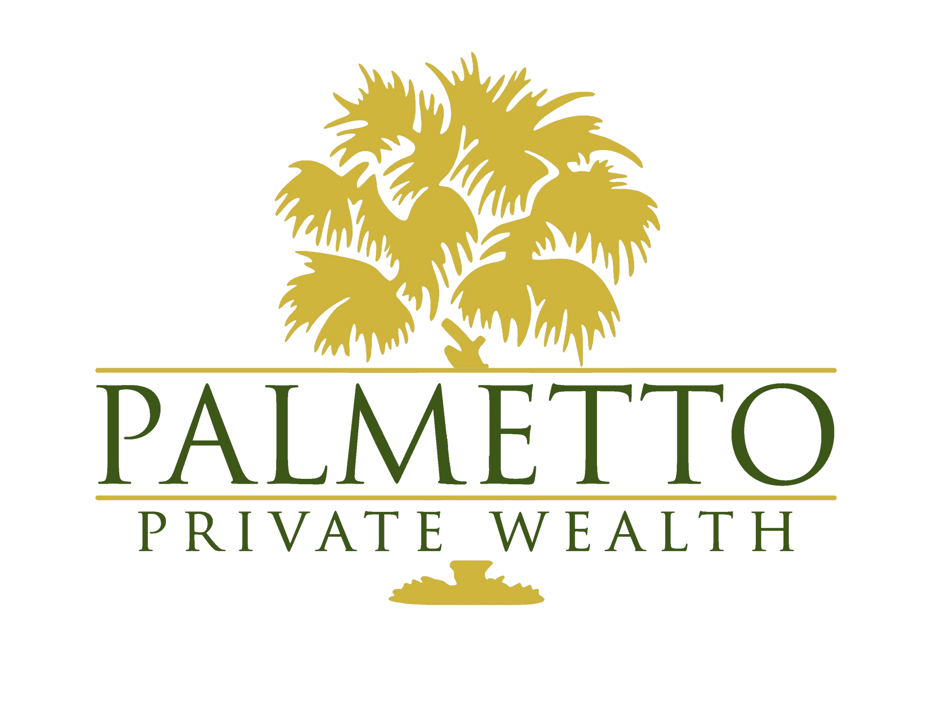 Logo for Palmetto Private Wealth with a gold palmetto tree and green text.