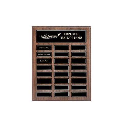 Wooden perpetual recognition/award plaque.