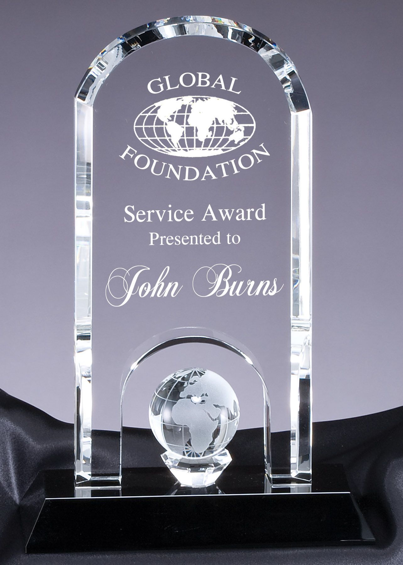 Crystal globe recognition award.