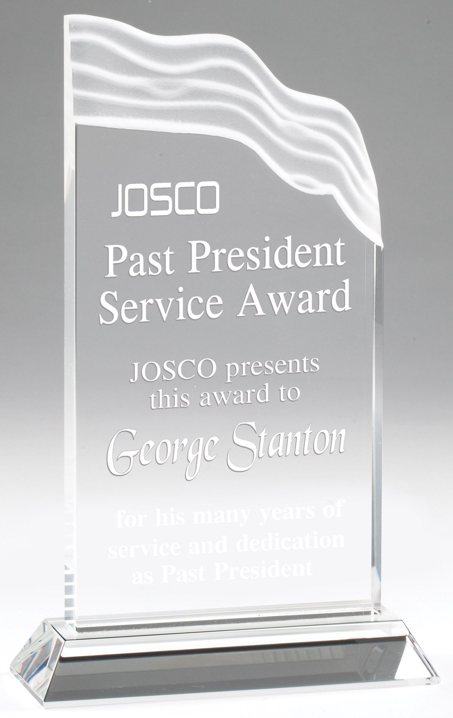 Triple edge wave crystal recognition award.