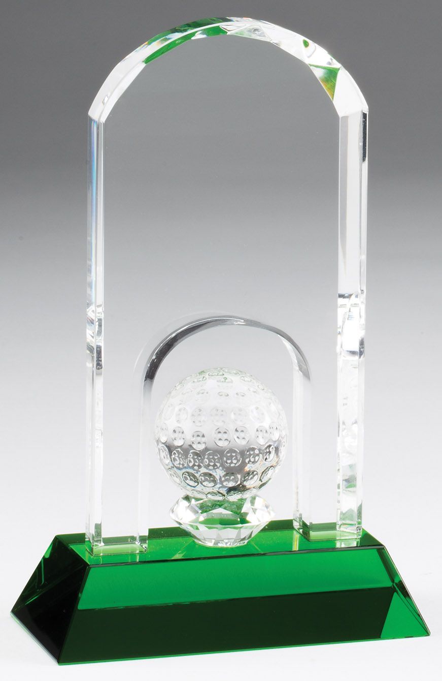 Crystal golf trophy.