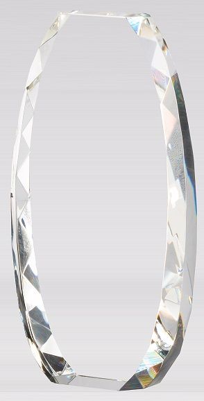 Faceted oval shaped crystal recognition award.