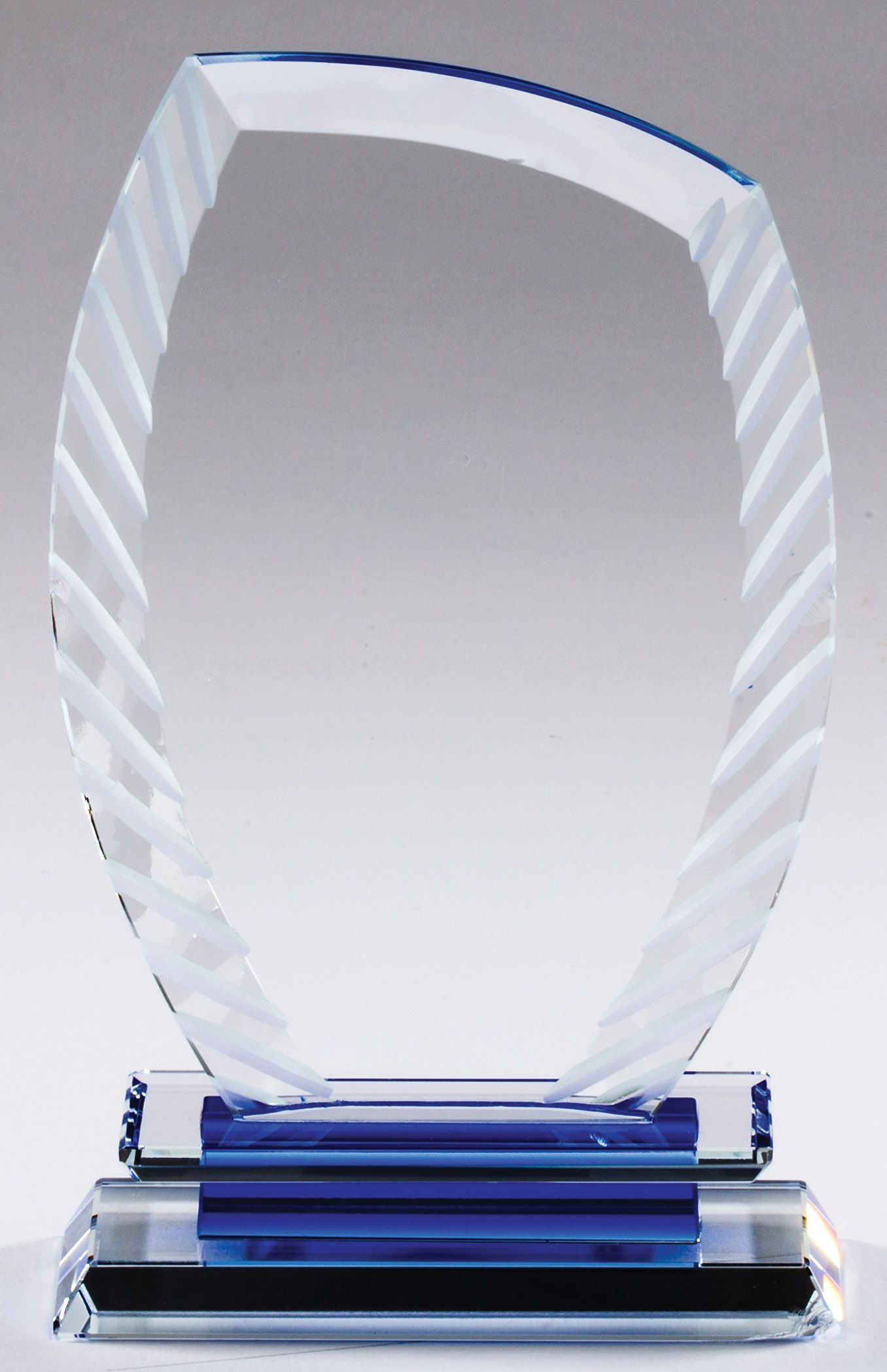 Crystal recognition award with etched border.