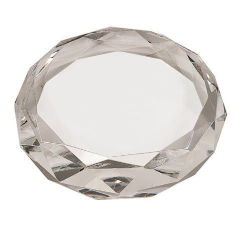 Round multi faceted jeweled paperweight crystal award.