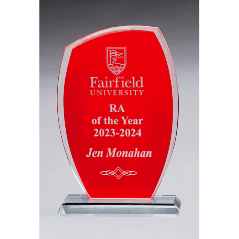 Red background recognition award.