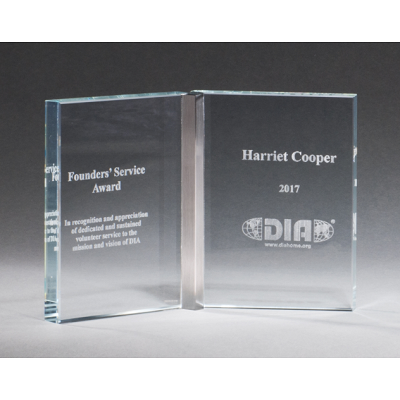 Glass book recognition award.