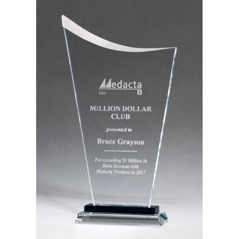Contemporary clear glass recognition award.