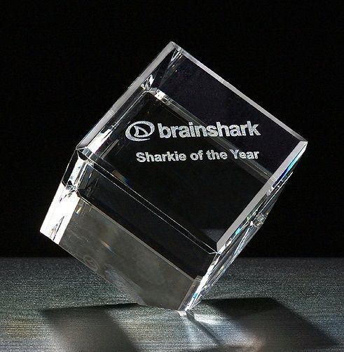 Crystal recognition award multifaceted cube.