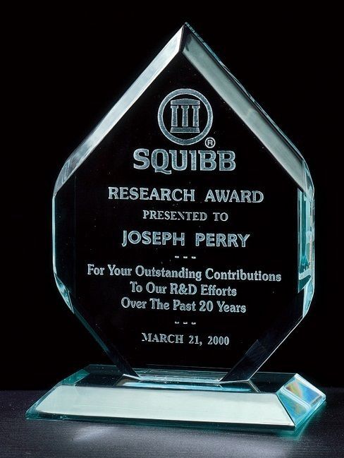 Octagonal diamond shape beveled acrylic recognition award.