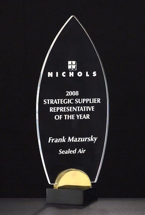 Spear shape acrylic recognition award.