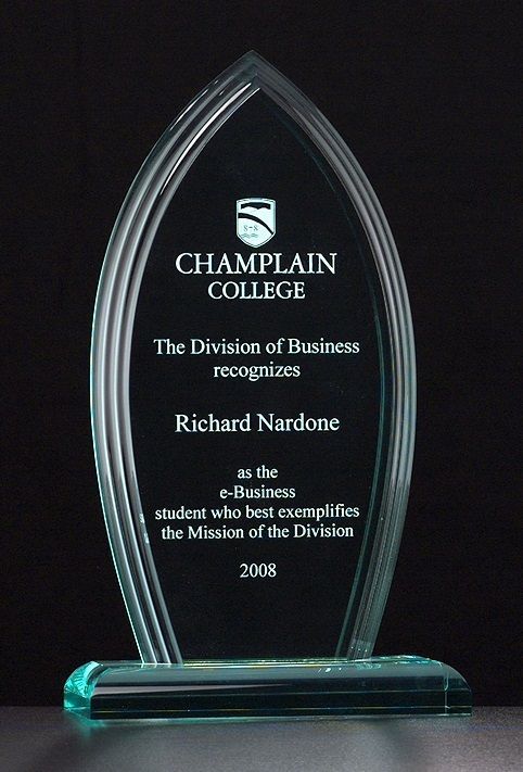 Smooth flame series polished acrylic recognition award.