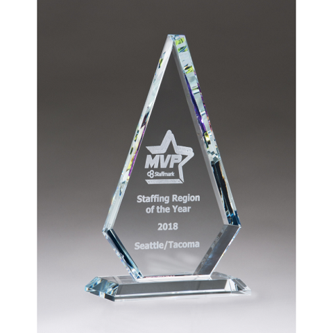Diamond shape glass recognition award.