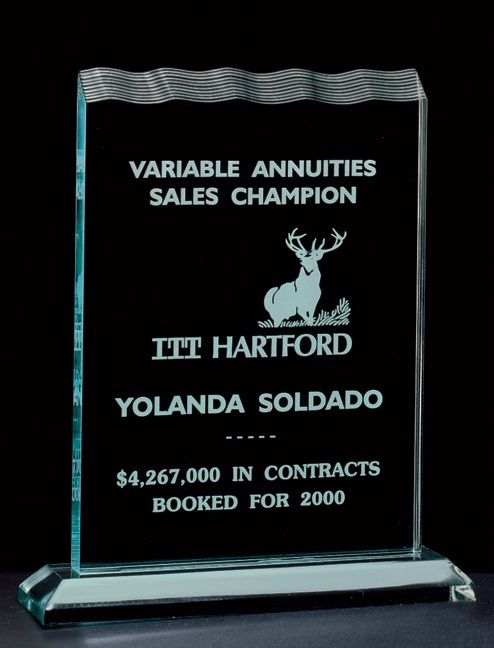 Tidal jade acrylic recognition award.