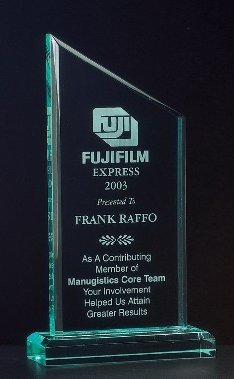 Zenith jade acrylic recognition award.