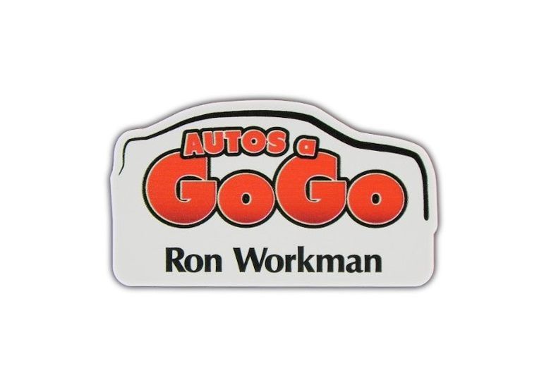 Car shaped name badge.