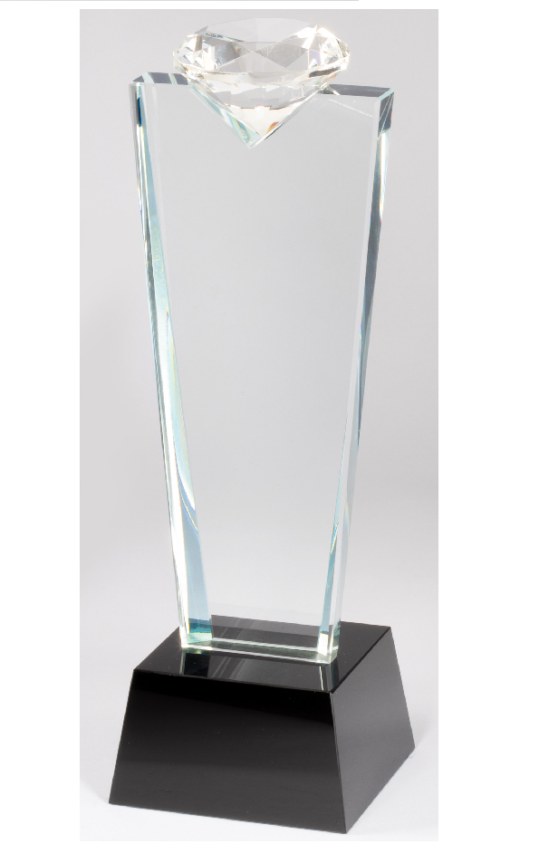 Diamond shaped crystal recognition award.
